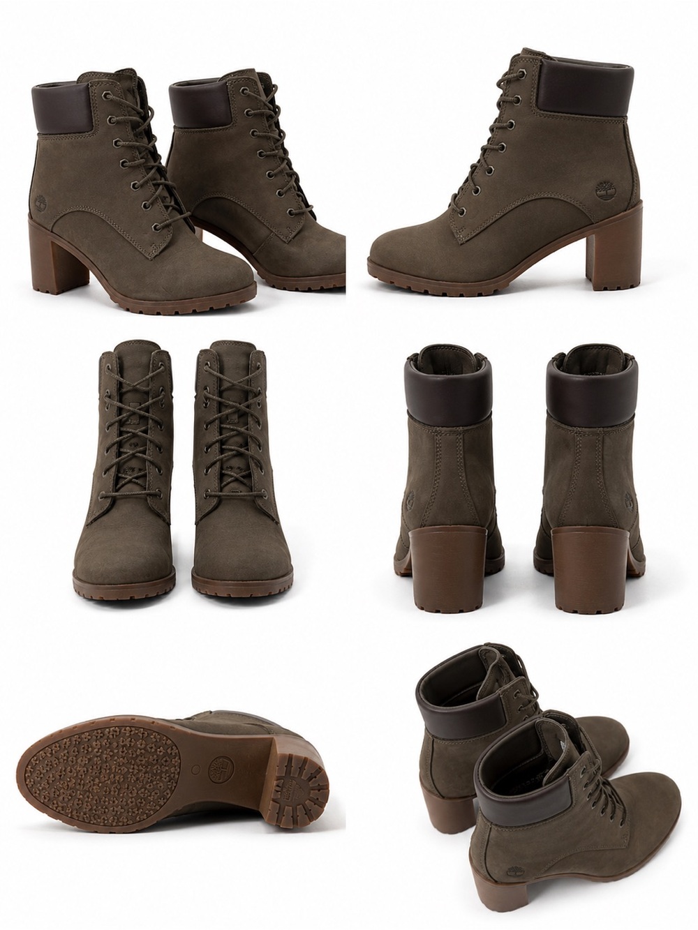 Timberland Women's Olive Lace-Up Chunky Heel Ankle Boots